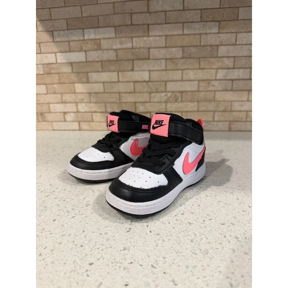 Nike Court Borough Mid 2 Toddler Sneakers Black Pink White